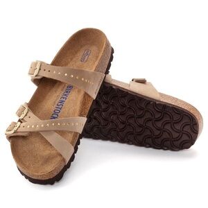 BIRKENSTOCK Franca Rivet Soft Footbed Nubuck Leather Sandals, SIZE 36 / 5 5 1/2